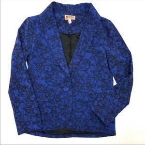 Blue and black lace blazer with polyester lining